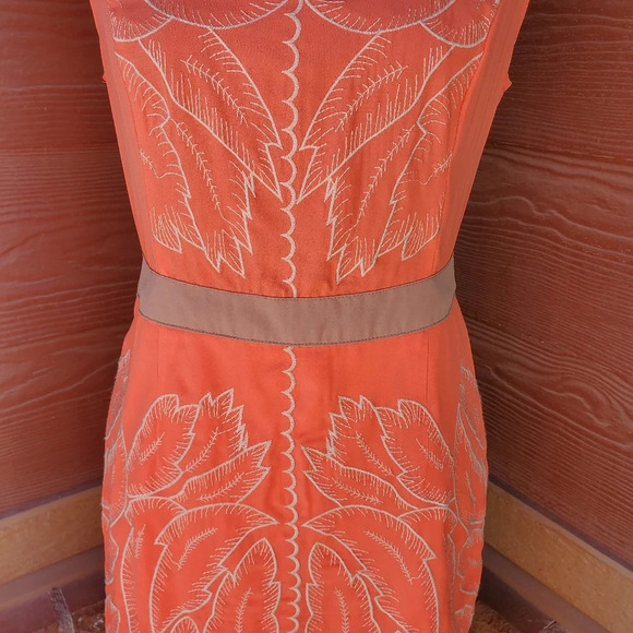 Altar'd State Orange Sleeveless Dress With Leaf Embroidery Size Small - Picture 7 of 15